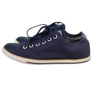 Converse Chuck Taylor Lo Ox Navy Blue Canvas Sneakers Unisex Women 8 Men 6